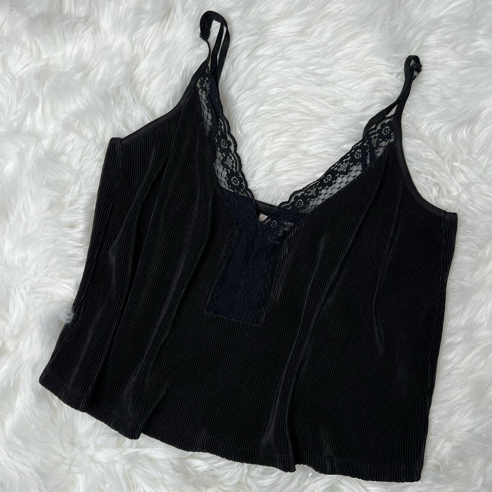 Black silky cropped camisole